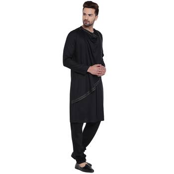 Spirited Cowl Neck Black Kurta With Black Churidar 2
