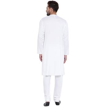 Spirited Cowl Neck White Kurta With White Churidar 3