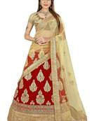 Gold Embroidered Net Semi Stitched Lehenga