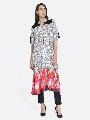 White printed rayon kurta 1
