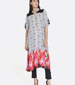 White printed rayon kurta