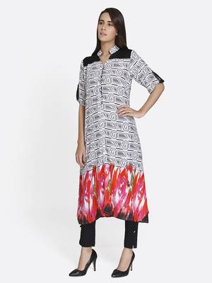 White printed rayon kurta 3