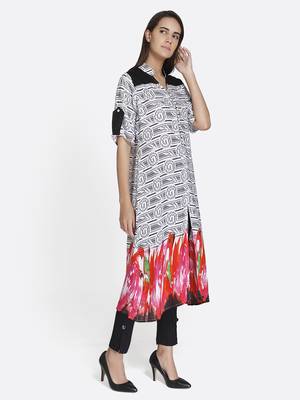 White printed rayon kurta 4