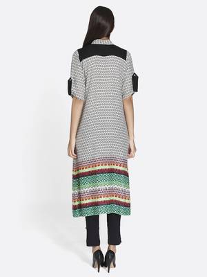 White printed rayon kurta 2