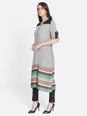 White printed rayon kurta 3