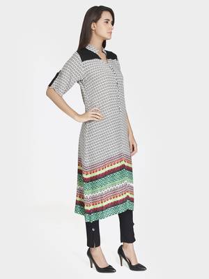 White printed rayon kurta 4