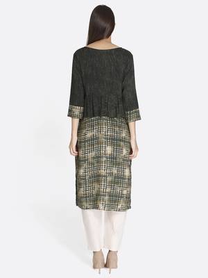Black printed rayon kurta 2