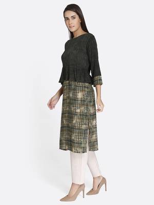 Black printed rayon kurta 3