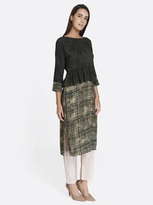 Black printed rayon kurta 4