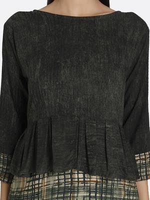 Black printed rayon kurta 5