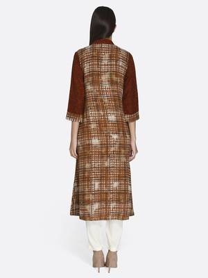 Brown embroidered rayon kurta 2