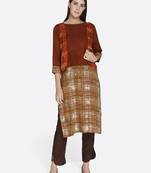 Brown printed rayon kurta