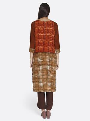 Brown printed rayon kurta 2