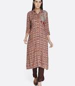 Brown printed rayon kurta