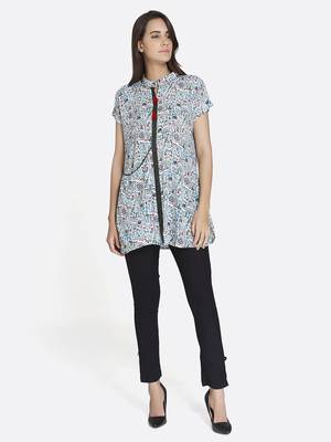 Blue printed rayon kurta 1