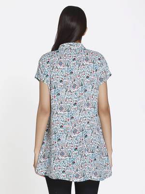 Blue printed rayon kurta 2