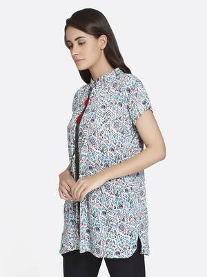 Blue printed rayon kurta 3