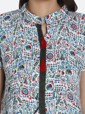 Blue printed rayon kurta 5