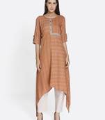 Brown printed rayon kurta
