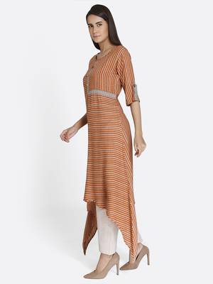 Brown printed rayon kurta 3