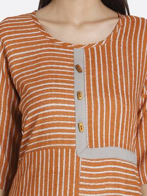 Brown printed rayon kurta 5