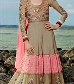 Multicolor embroidered Georgette unstitched salwar with dupatta