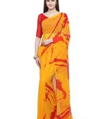 mustard printed georgette saree with blouse