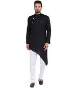 Black Viscose Plain Men Kurta