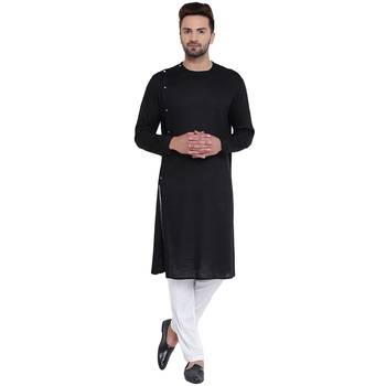 Black Viscose Plain Men Kurta 1