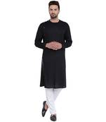 Black Viscose Plain Men Kurta