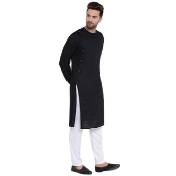 Black Viscose Plain Men Kurta 2