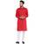 Red Viscose Plain Men Kurta