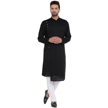Black Viscose Plain Men Kurta 1