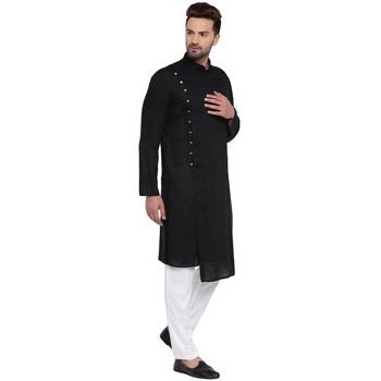 Black Viscose Plain Men Kurta 2