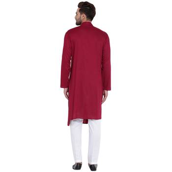 Dapper Overlap Sherwani Style Maroon Kurta 3