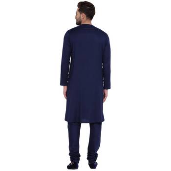 Blue Viscose Plain Men Kurta 3
