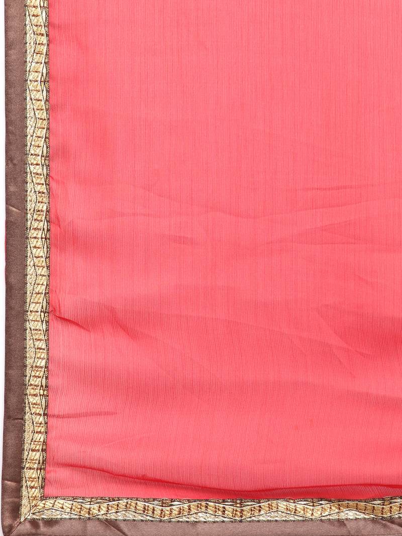 red embroidered georgette saree with blouse