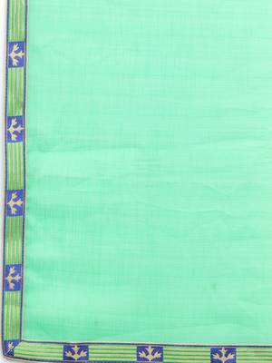 green embroidered georgette saree with blouse 5