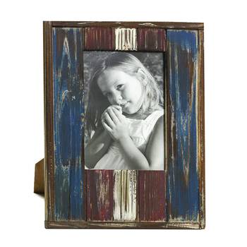Red And Blue Rustic Finish Wooden Photo Frame With Matte Finish For Mother'S Day 2