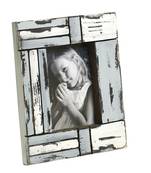 White And Blue Matte Contour Wooden Photo Frame For Mother'S Day