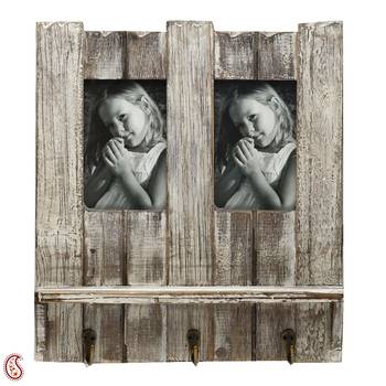 Natural Look Wooden Photo Frame With Key Hooks For Mother'S Day 1