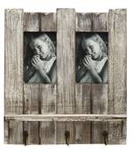 Natural Look Wooden Photo Frame With Key Hooks For Mother'S Day