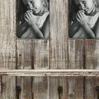 Natural Look Wooden Photo Frame With Key Hooks For Mother'S Day 2