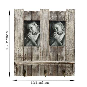 Natural Look Wooden Photo Frame With Key Hooks For Mother'S Day 3