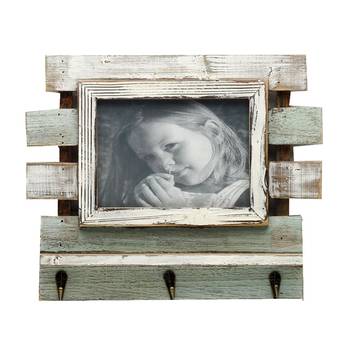 Green And White Wooden Photo Frame With Key Hooks For Mother'S Day 1
