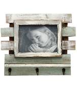 Green And White Wooden Photo Frame With Key Hooks For Mother'S Day