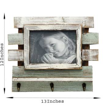 Green And White Wooden Photo Frame With Key Hooks For Mother'S Day 3