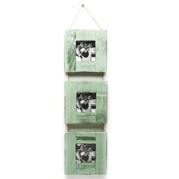 Three Level Green Wooden Photo Frame With A Rope Accent For Mother'S Day 1