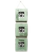 Three Level Green Wooden Photo Frame With A Rope Accent For Mother'S Day