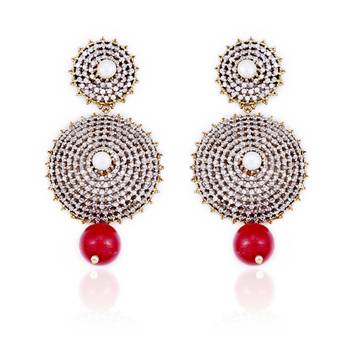 Pave Set Cz With Pearl And Ruby Circular Earrings For Mother'S Day 2
